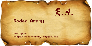 Roder Arany névjegykártya